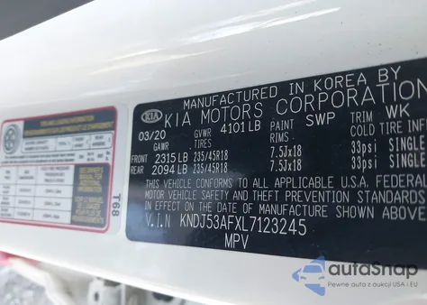 2020 Kia Soul Gt-Line Turbo z USA, uszkodzony, nr VIN KNDJ53AFXL7123245